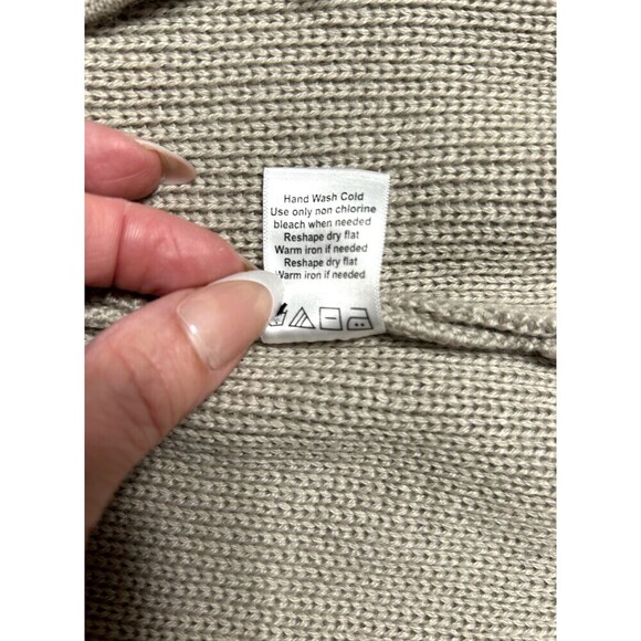 Coldwater Creek XL Wool Sweater Vest Oat Tan Asymmetrical Zip Collared Chic NWT - Picture 7 of 15